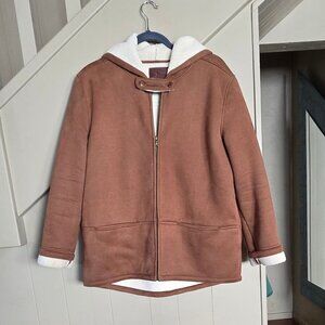 Ralph Lauren Faux Suede/Sherpa Hooded Jacket, Large